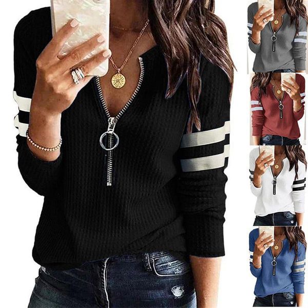 

women's sweaters vintage zipper striped knitted sweater long sleeve knit loose fitting thermal tunic autumn pullover, White;black