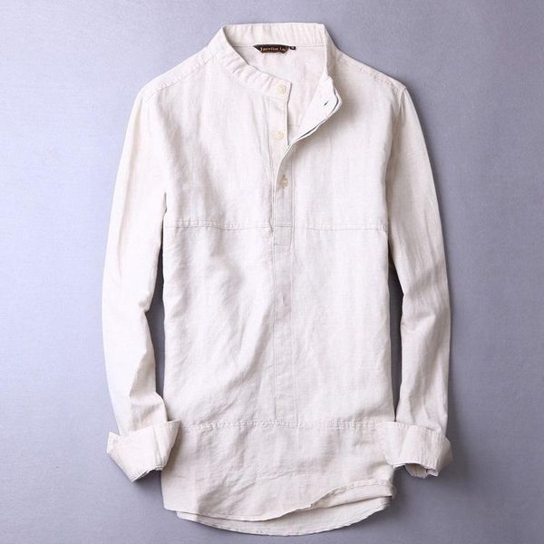 

style long sleeve linen shirts men brand clothing shirt solid fashion mens cotton slim male chemise men's casual, White;black
