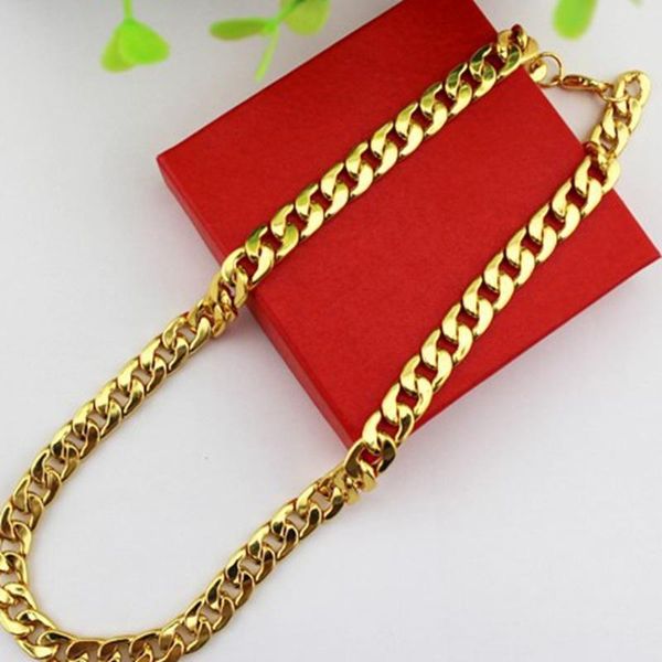 

chains curb chain yellow gold filled mens necklace rough domineering personality, Silver