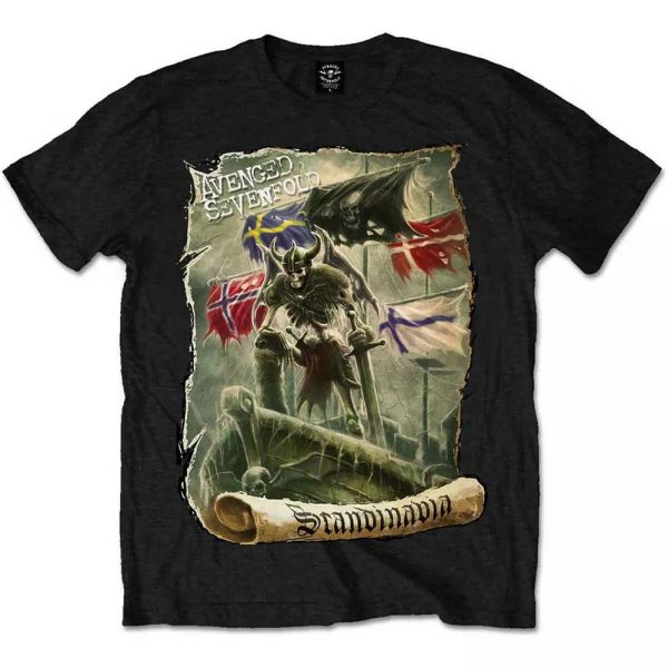 

avenged sevenfold a7x scandinavia licensed men t-shirt, White;black