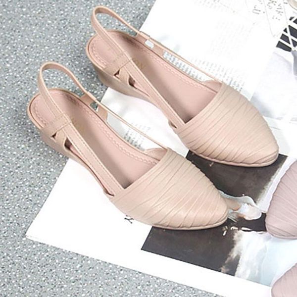 

sandals 2021 women's soft sole low heel daily street beach outdoor casual shoes women pumps pointed toe jelly y, Black