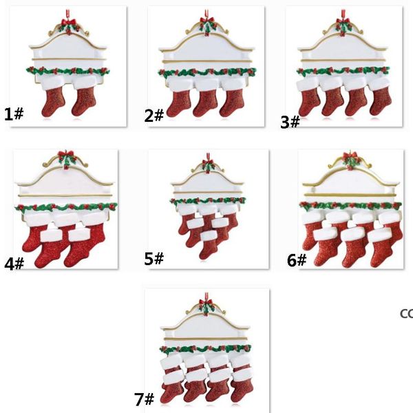 

resin personalized stocking socks family of 2 3 4 5 6 7 8 christmas tree ornament creative decorations pendants dhd10349