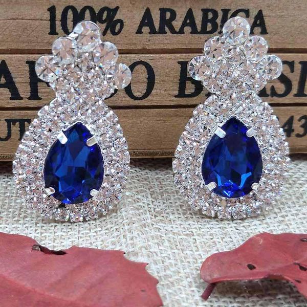 ZerongE Jewelry Royal Blue Crystyal Dangle Earring Lady Gold Grün/Klar/Gelb/Rot/Fushia Bunter Festzug-Kristall-Kronleuchter