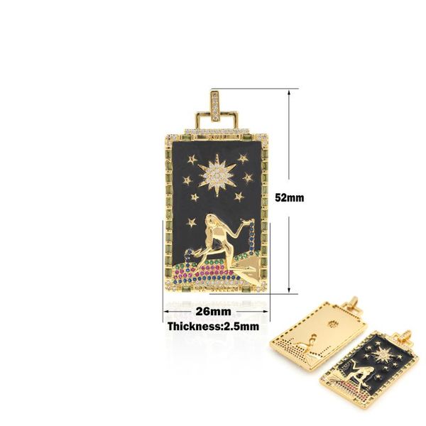 

charms 2021 religious mini tarot pendant necklace making transparent cubic zirconia star bracelet diy accessories, Bronze;silver