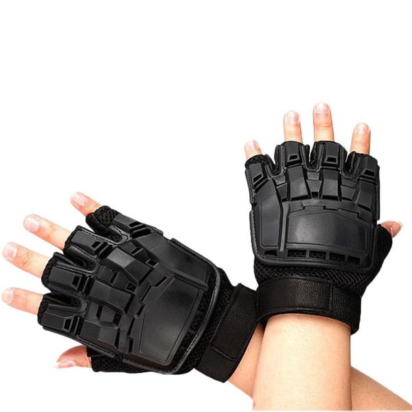 

fingerless gloves men women winter warm tactical half finger shooting paintball motorcross combat hard knuckle, Blue;gray