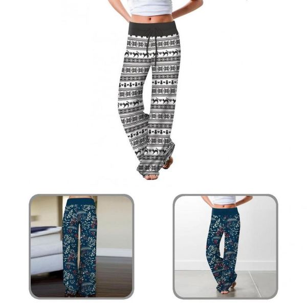 

women's pants & capris drawstring design modern fine stitching palazzo stretch wide leg for home, Black;white