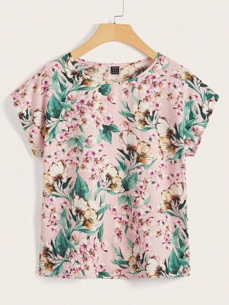

floral print batwing sleeve 53dn#, White