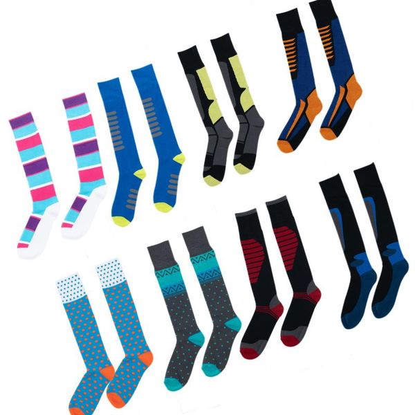 

sports socks vector winter warm ski men women thick wool thermal snowboard soccer cycling skiing riding basketball hiking sock, Black