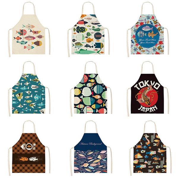 

aprons cartoon fish pattern kitchen apron women for men house cleaning