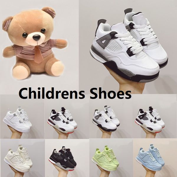 

designer baby jumpman 4 breathable kids basketball shoes youth children athletic 4s sports shoe for boy girls dunks white black size 22-35