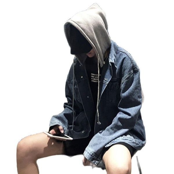 

men's jackets spring autumn 2021 japanese streetwear hoodies jacket korean school student man wild handsome gown denim, Black;brown