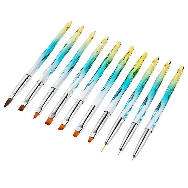 

nail brushes 10pcs art brush set diy design gradient painting drawing pen tool for uv gel tips kit, Yellow