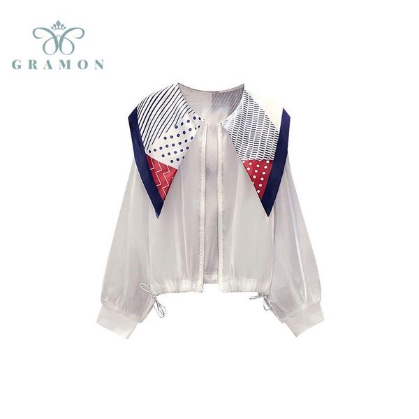 

plus size t-shirt 4xl jacket women 2021 casual hooded windbreaker coat summer spliced sailor collar long sleeve sunscreen clothing, Black