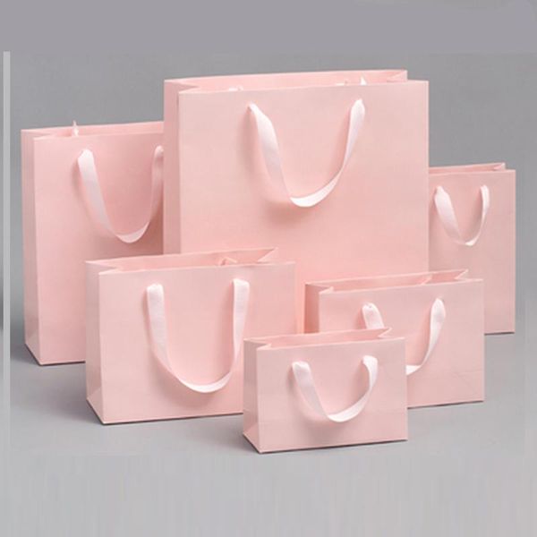 

gift wrap light pink paper bags with ribbon handles candy accessories packing