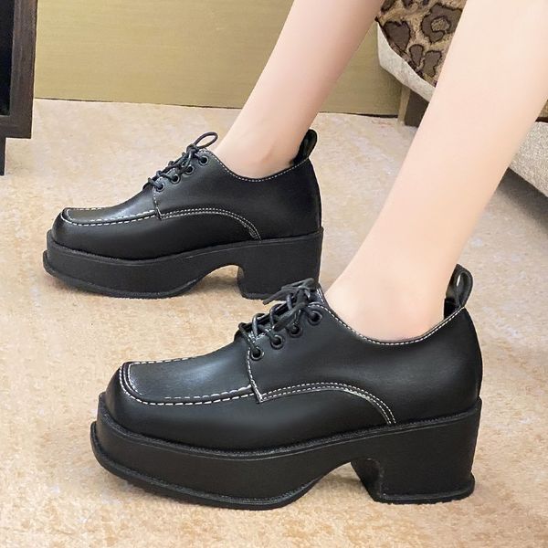 

sandals woman pumps 2021 fashion square toe non-slip basic 6cm heel slip on women shoes black size 35-39 bw7a