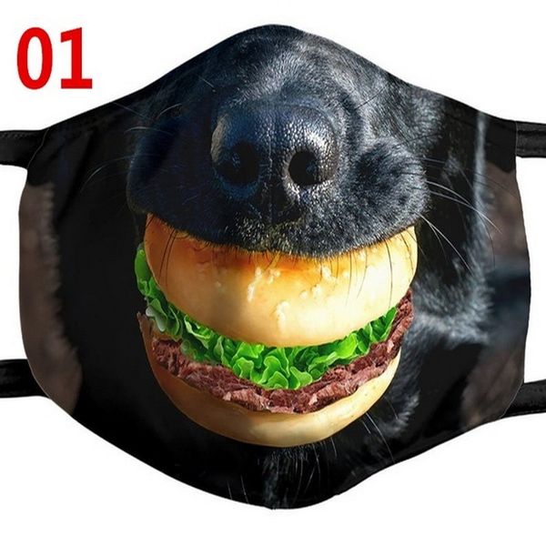 

high-quality masks black personality pet expression funny cartoon dustproof cotton printed mask zwmx