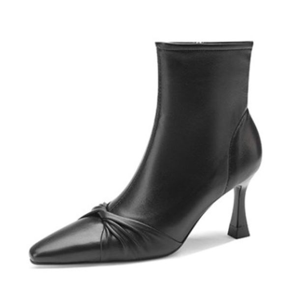 

size 31-42 high heel women ankle boots real leather strange heel women shoes fashion party short boots women footwear, Black