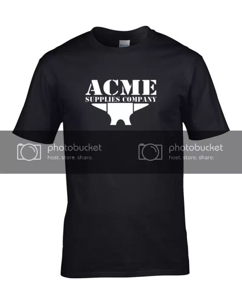 

acme anvil- looney animated cartoon inspired funny men's t-shirt, White;black
