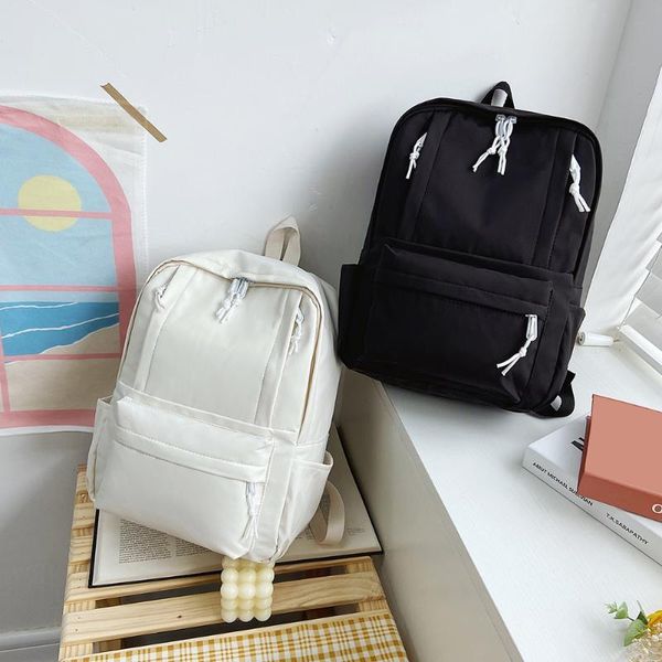

school bags fashion women's backpack solid color shoulder bag ladies student travel large capacity handbags knapsacks