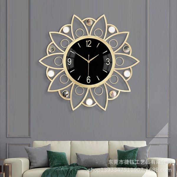 

modern creative wall clock indoor living room decoration shell light luxury copper silent household clocks
