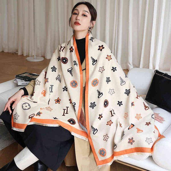

70% off design scarf 2021 letter star new warm for autumn and winter women's dual-purpose imitation cashmere thickened air conditioning, Blue;gray
