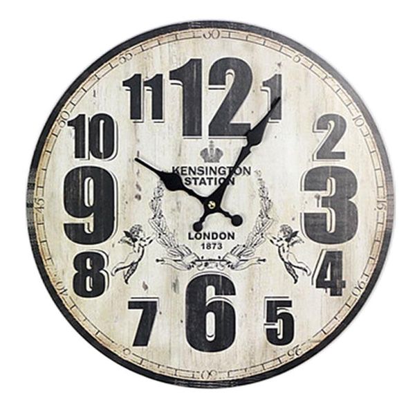 

wall clocks classic nostalgic british style solid wood painted digital pattern mute clock fashion home decoration 35 * 35cm