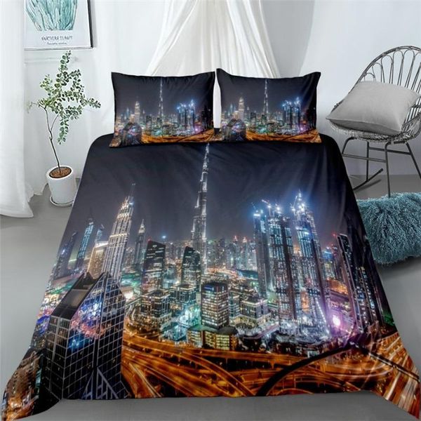 

bedding sets landmark building city night scene 3d print luxury kid set king  double single size bed linen duvet cover