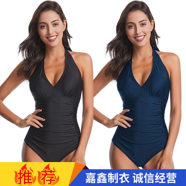 

swimsuit women' solid large pleated lace up bikini, Red;black