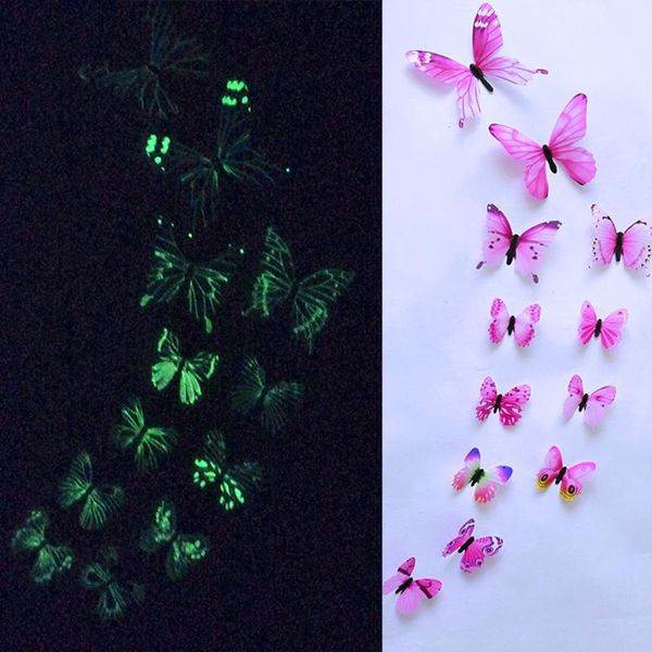 

12pcs luminous butterfly design decal art wall stickers room magnetic decor bu home