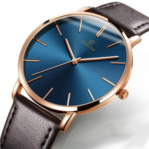 

wristwatches fashion men's quartz watches thin mens blue glass men watch erkek kol saati reloj hombre relogio masculino, Slivery;brown