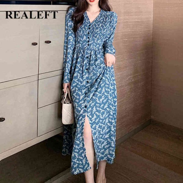 

floral printing v-neck women's shirts dress spring summer high waist bohemian female long vestidos femme 210428, Black;gray