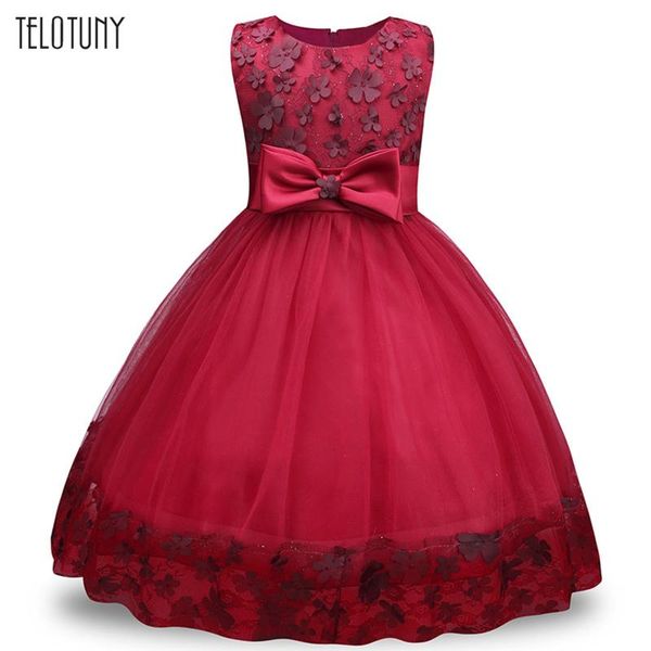 

girl's dresses girls lace embroidery formal sleeveless wedding gown tutu princess bow flower party dance dress, Red;yellow
