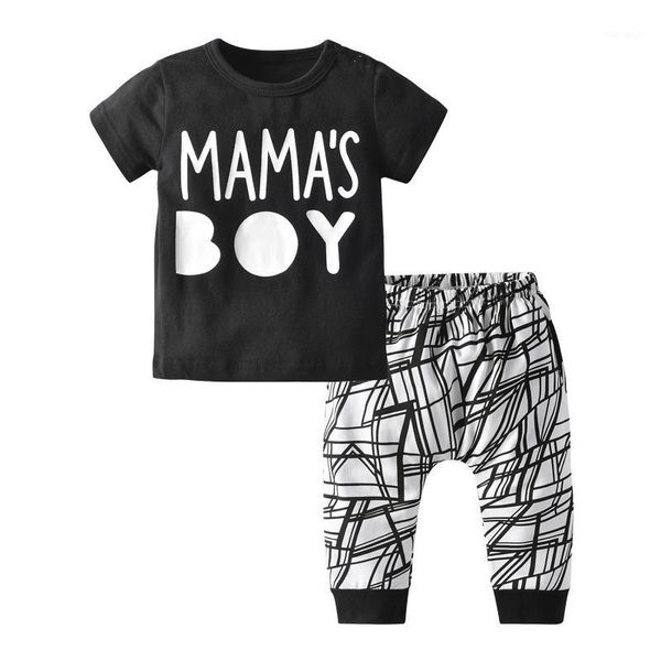 

clothing sets summer born baby boys letter mama's boy clothes outfits set infant cotton short sleeve t-shirt and casual pants, White