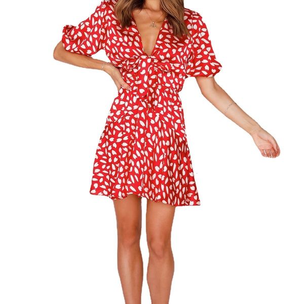 

women's v-neck short sleeve print s, Black;gray