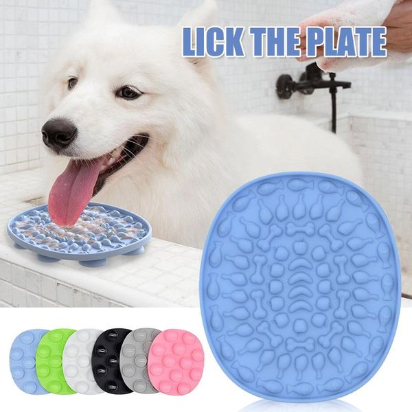 

silicone pet lick mat with sunction cup dog slow eating trainer plate washing distraction device 14*16*1.6cm wx carpets