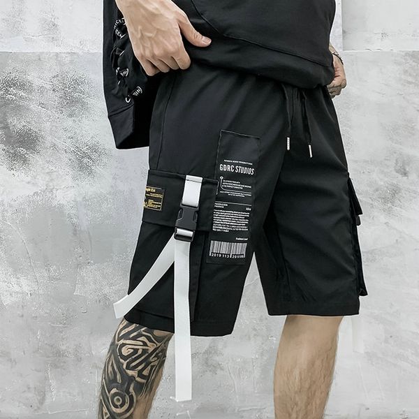 

men's shorts summer casual knee length bermuda s ribbons hip hop s short pants cargo yg3g, White;black