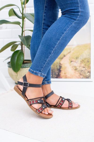 

sandals women's black detailed