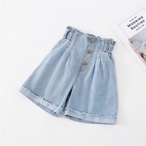 

summer arrival girls fashion high waist shorts kids denim girl 210528, Black