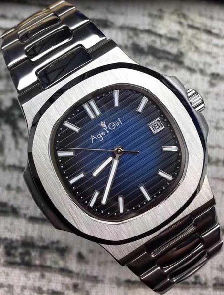 

wristwatches classic automatic mechanical men watch silver blue stainless steel transparent sapphire glass glide sooth black watches, Slivery;brown
