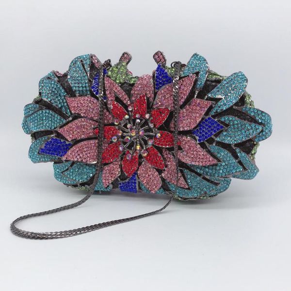 

women rhinestone hollow metal diamond red evening bag lady party dress full clutch female one shoulder bags for wedding