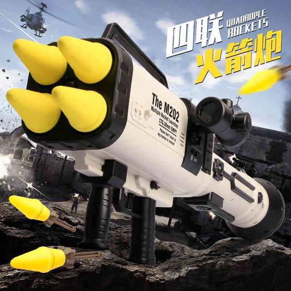 

quadruple rocket soft bullet gun boy quadruple missile launcher m202 simulation children's outdoor combat toy