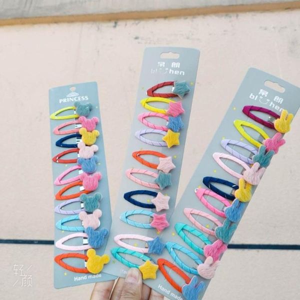 

hair accessories 10 / set of children's flower hairpin cute cartoon, Slivery;white