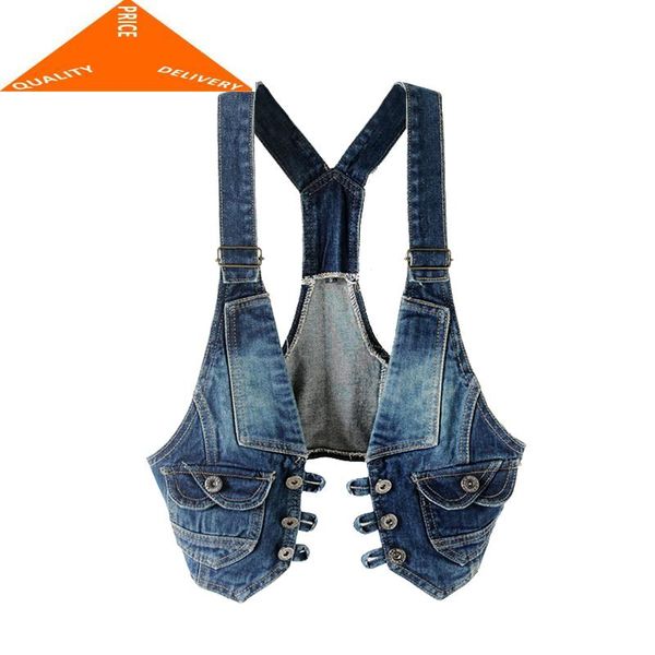 

women's vests 2021 est fashion spring autumn sleeveless denim vest female casual jeans waistcoat ladies sweet lwl688, Black;white