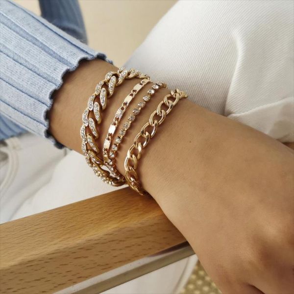 

bangle 2021 punk style jewelry chain bracelets set for women, Black