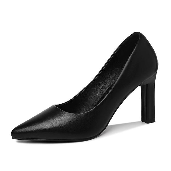 

pointed toe stiletto single shoes, set foot solid color women's waterproof platform shoes dress, Black