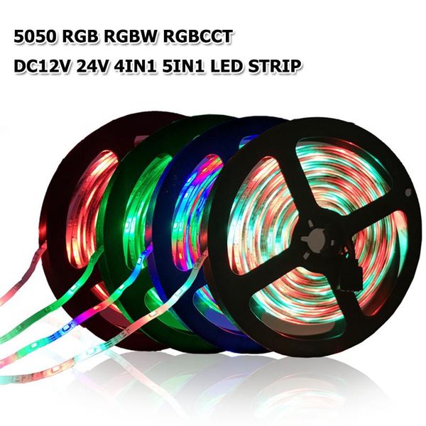 

strips led strip light 12v 24v smd white warmwhite rgb rgbw rgbcct 4in1 5in1 flexiable band 5m 60leds/m diy home decoration