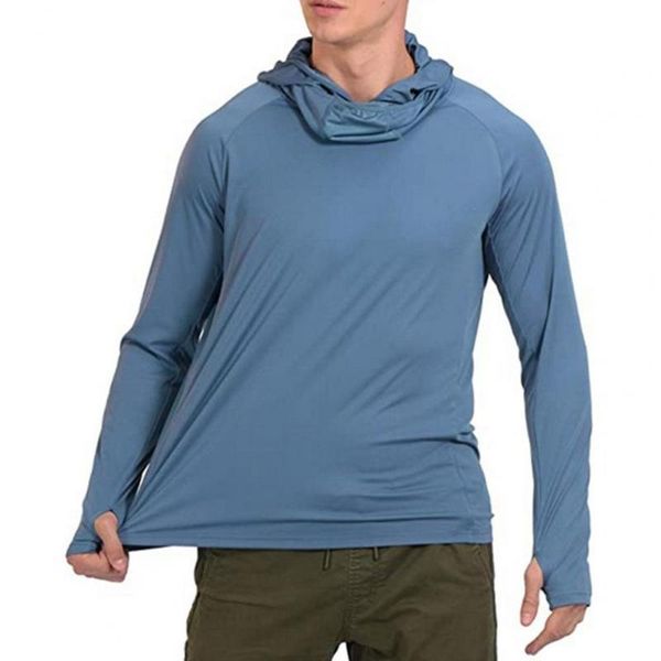 

men's t-shirts fishing shirt solid color hooded outdoor men thin lightweight stretchy thumb hole for hiking climbing cycling, White;black