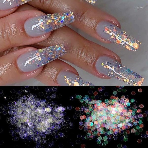 

bag mirror sparkly nail sequins holographics glitter art colorful flake 3d flakes slices accessories1, Silver;gold