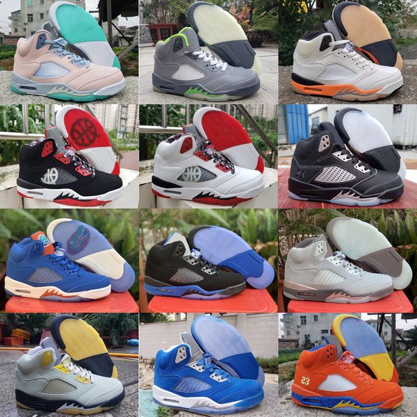 

2022 5 5s basketball shoes bluebird racer blue raging red shattered backboard what the unc alternate grape black metallic men sneakers mens, White;red