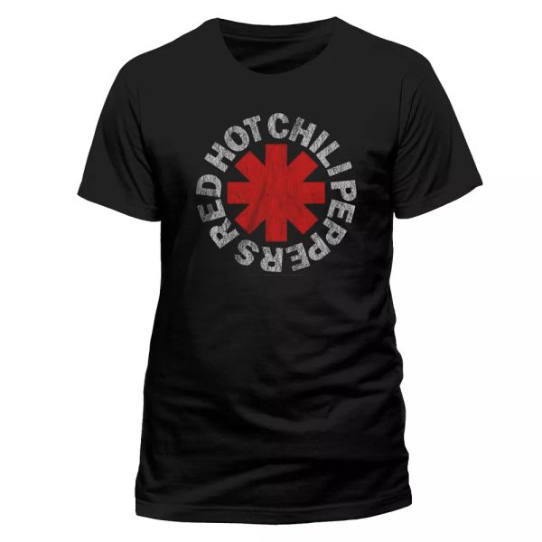 

red chili peppers t shirt distressed asterisk official black mens tee new, White;black